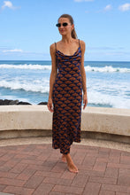 Load image into Gallery viewer, Amalfi Cowl Neck Maxi Dress full front view by the ocean
