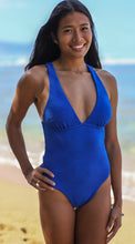 Load image into Gallery viewer, Azure One Piece blue swimsuit front view

