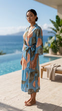 Load image into Gallery viewer, Isla Botanica blue kaftan wrap side view
