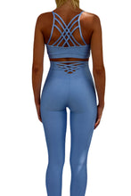 Load image into Gallery viewer, Ribbed high waist legging in baby blue
